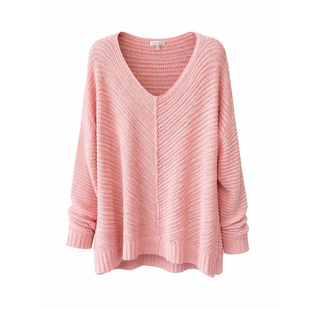 White Birch lightweight pink and white sweater